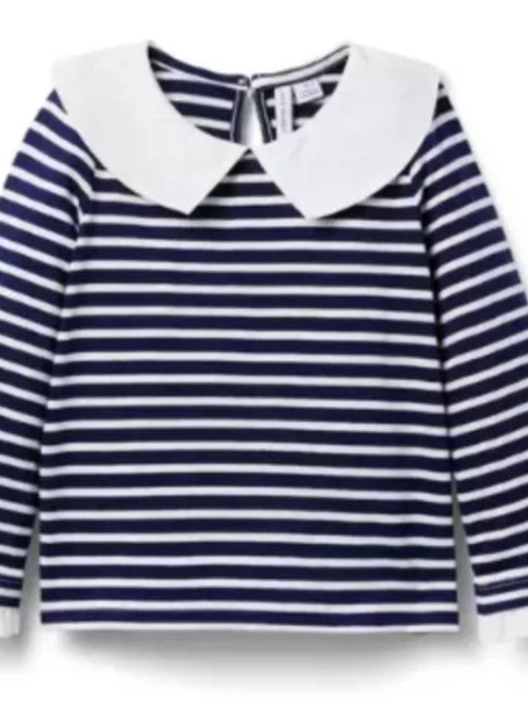 Janie And Jack Merchant Marine Striped Collared Top Girls Size 7 Nwt